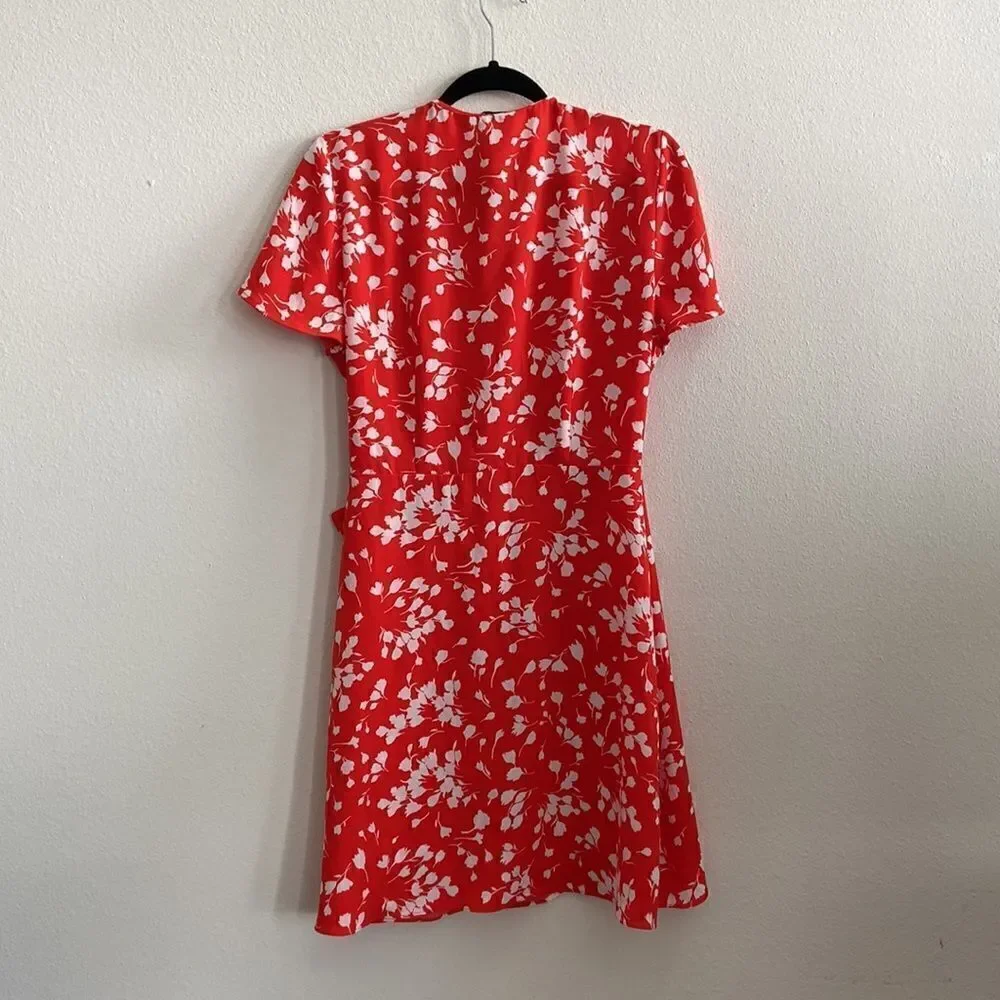 J.Crew Size 10 Orange White Floral A-line Wrap Dress New without tags